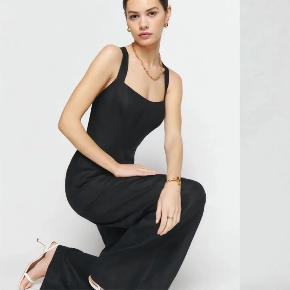 Reformation Autumn Linen Jumpsuit Black size 0